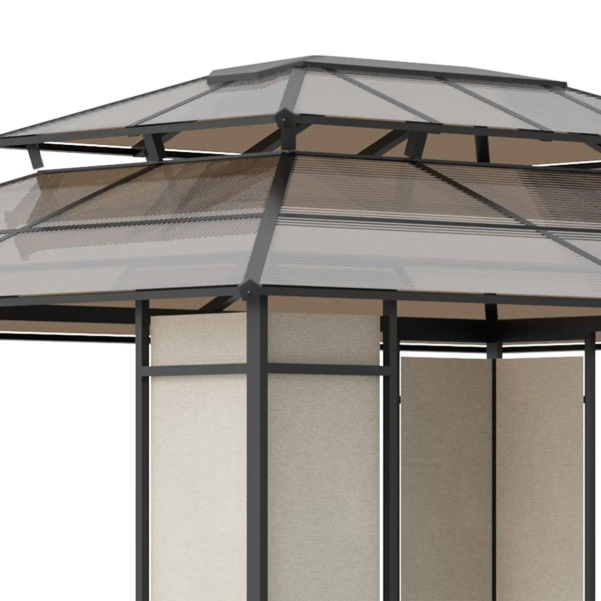 Cenador Almanzor Outsunny techo doble marrón 275x365x300 cm