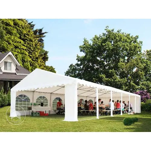 Carpa para fiestas, PVC 750, 6x12 m con base reforzada, azul-blanco
