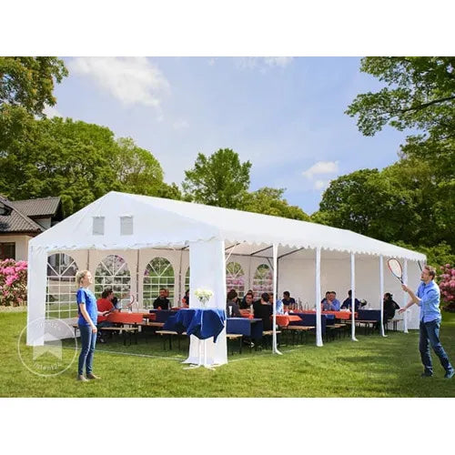 Carpa para fiestas XXL, 6×16 m altura lateral 2,6m, PVC 800, con base reforzada, blanco