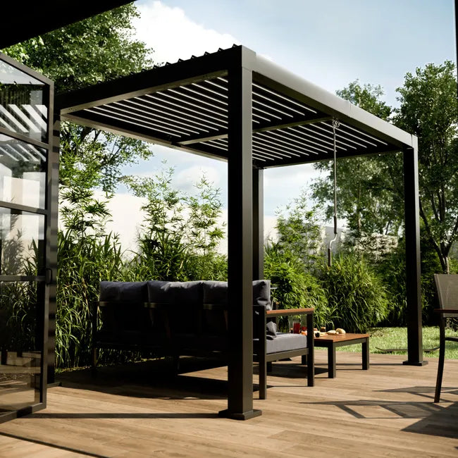 Pérgola de aluminio NATERIAL Clima Bio gris de 313×198 cm