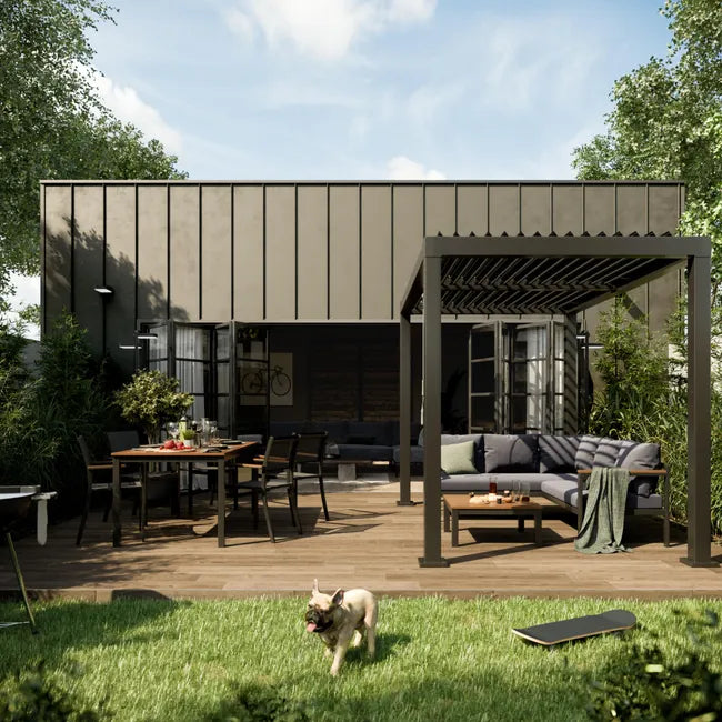 Pérgola de aluminio NATERIAL Clima Bio gris de 313×198 cm