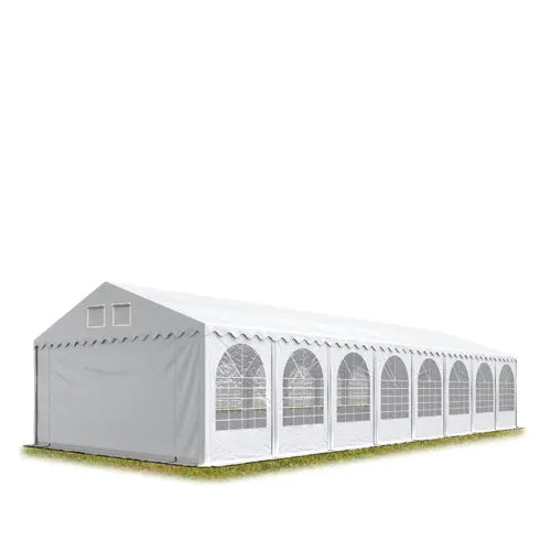 Carpa para fiestas XXL, 6×16 m altura lateral 2,6m, PVC 800, con base reforzada, blanco