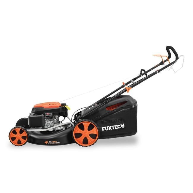 FUXTEC RM5396 autopropulsado gasolina 4 tiempos motor gasolina 196cc – anchura de corte 53 cm 196cc – función mulching