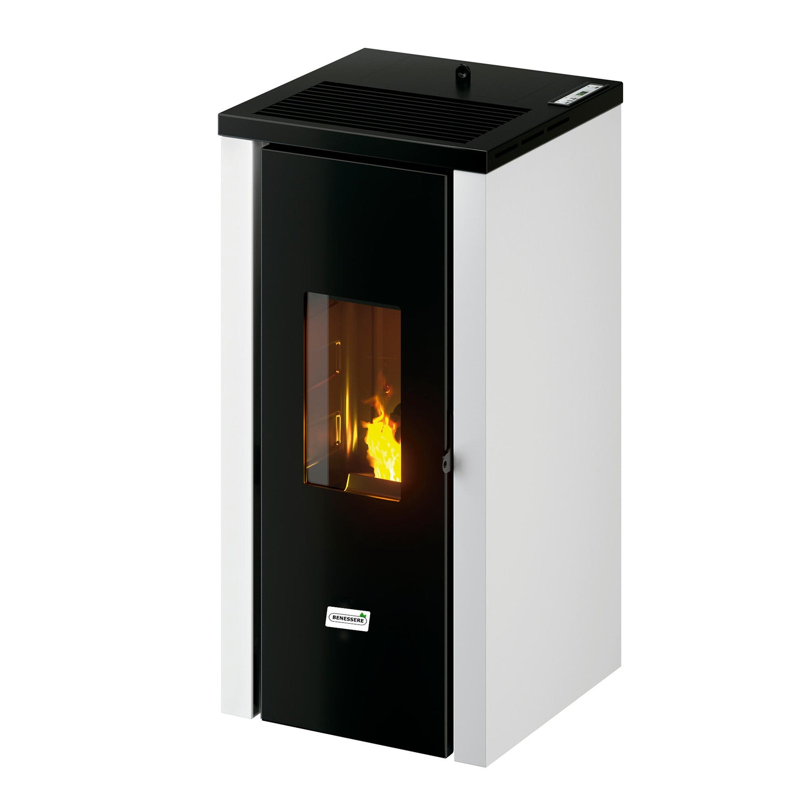 Estufa de pellet Benessere de 9,7kW de potencia en color blanco