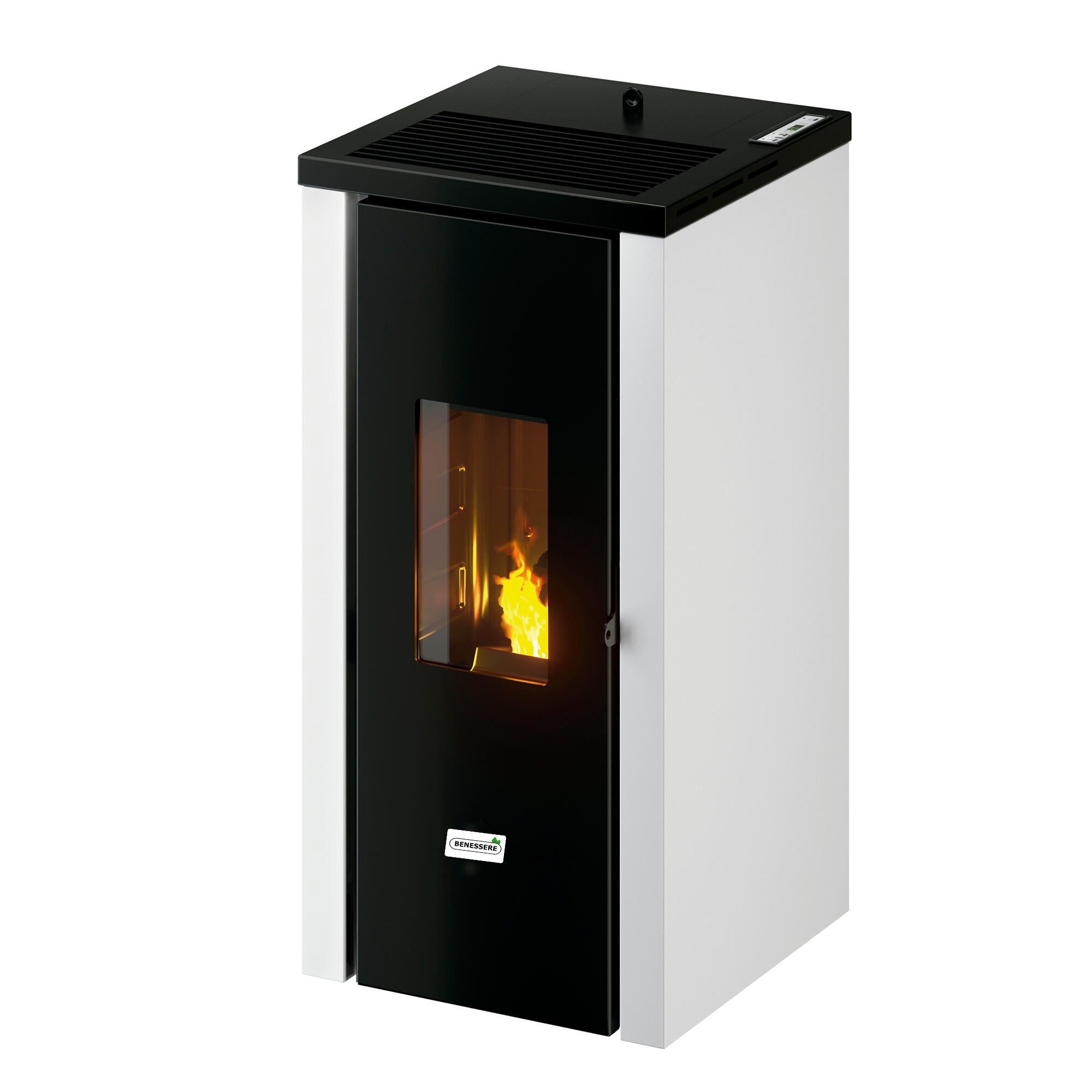 Estufa de pellet Benessere de 9,7kW de potencia en color blanco