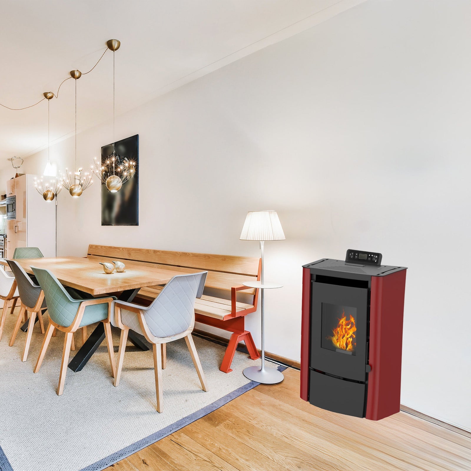 Estufa de pellets de aire Anita 7,6 kW Sannover Burdeos