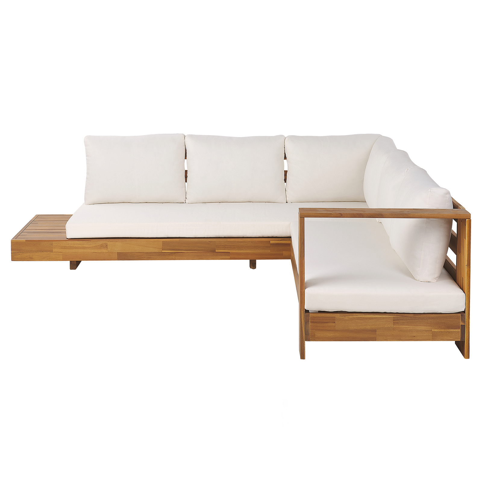 Beliani Sofá esquinero de jardín 5 plazas MARETTIMO Izquierda Madera de acacia certificada Marrón