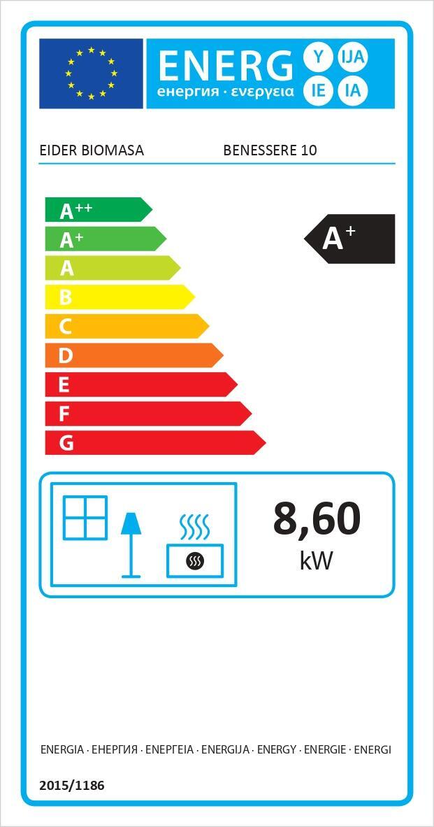 Estufa de pellet Benessere de 9,7kW de potencia en color blanco