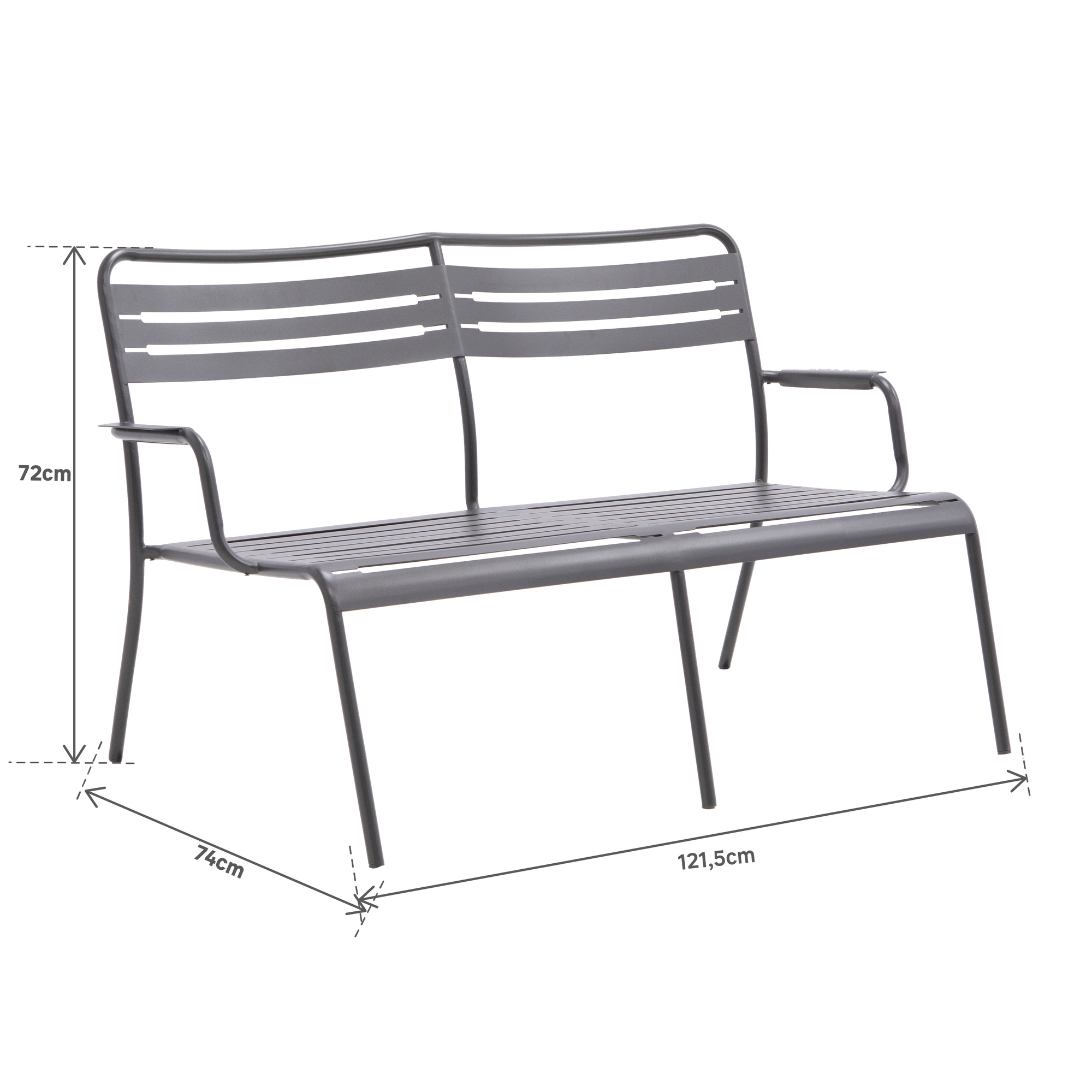 Banco de jardín NATERIAL Café II de acero antracita 2 plazas