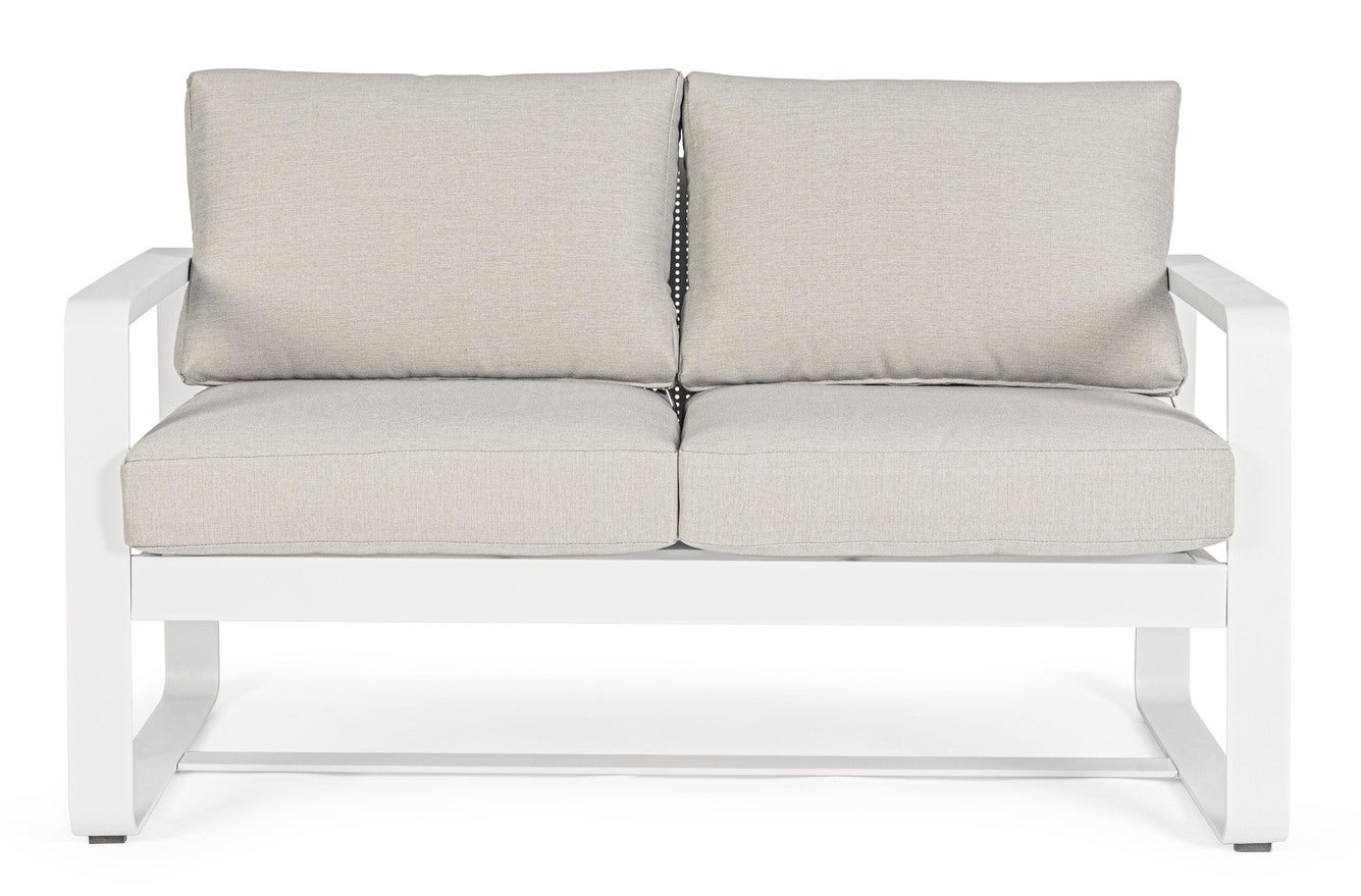 Sofá ''Merrigan'' de aluminio con recubrimiento en polvo para jardín y terraza. / Blanco / 2 Asientos