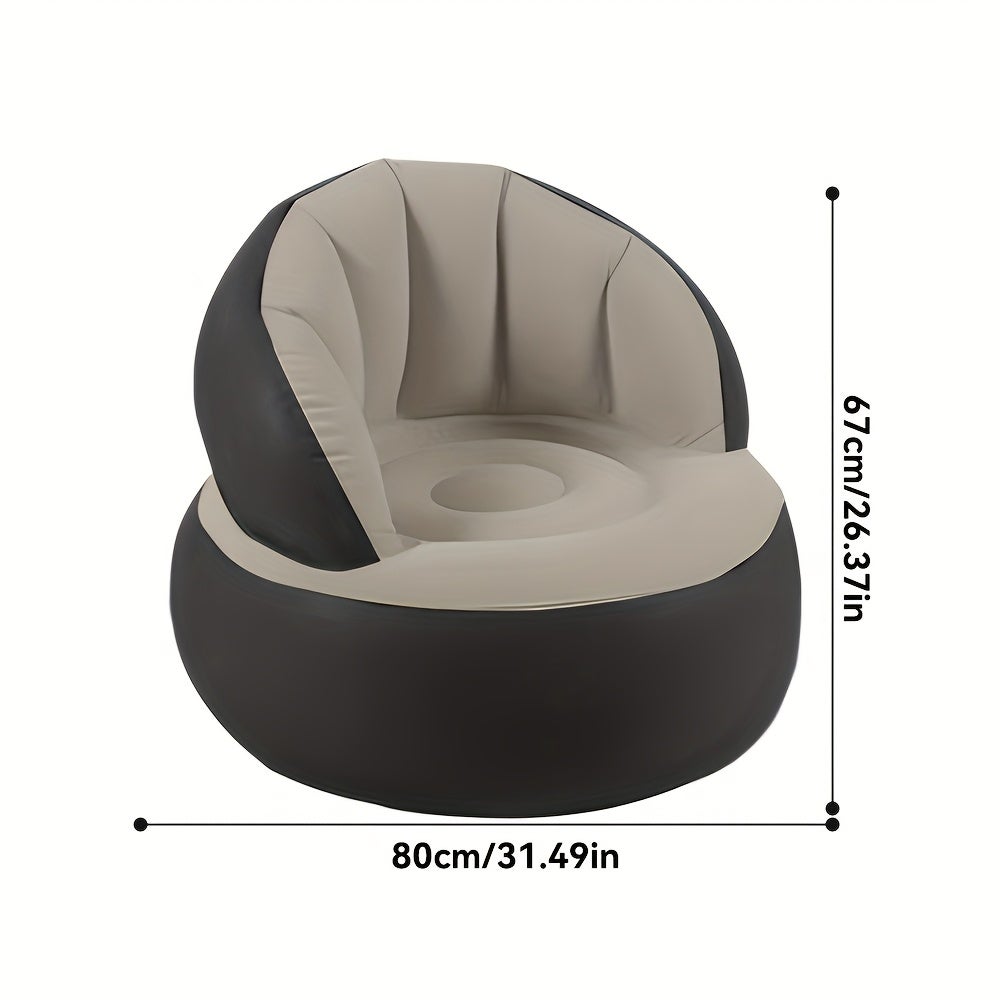 Sofá hinchable sencillo con respaldo, plegable y portátil, de PVC, para salón, dormitorio o balcón, color marrón.