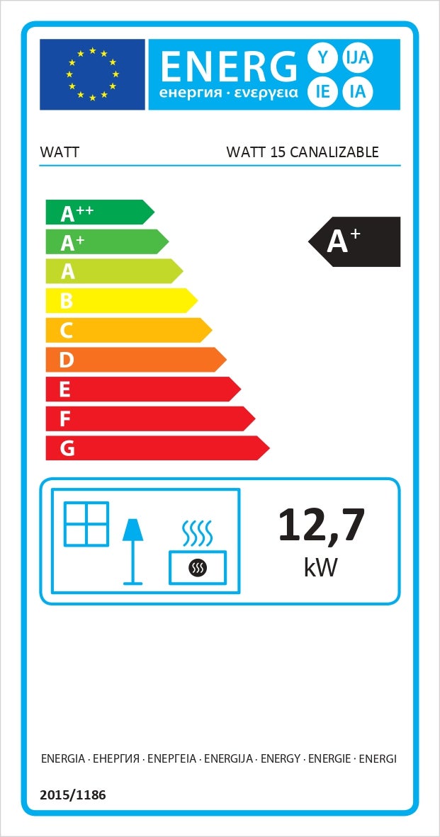 Estufa de pellet canalizable WATT 14.3 kW blanca