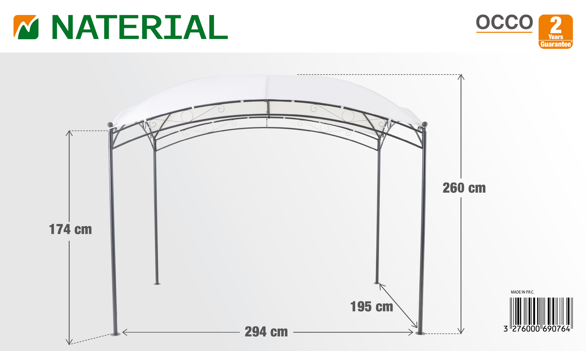 Pérgola de metal NATERIAL Occo blanco 200x300 cm