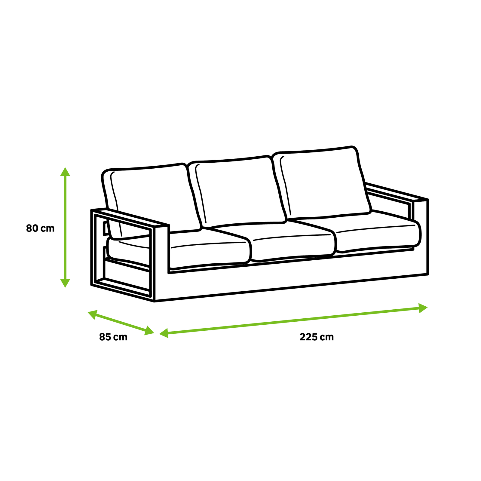Sofá de jardín de aluminio Naterial Lagun Ferrari blanco de 3 plazas