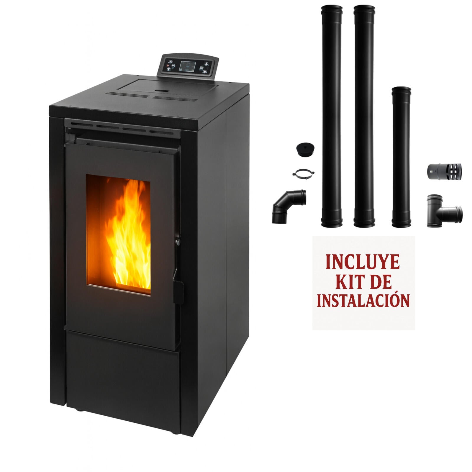 Estufa de pellet EIDER BIOMASA Watt 7kw + kit fumistería