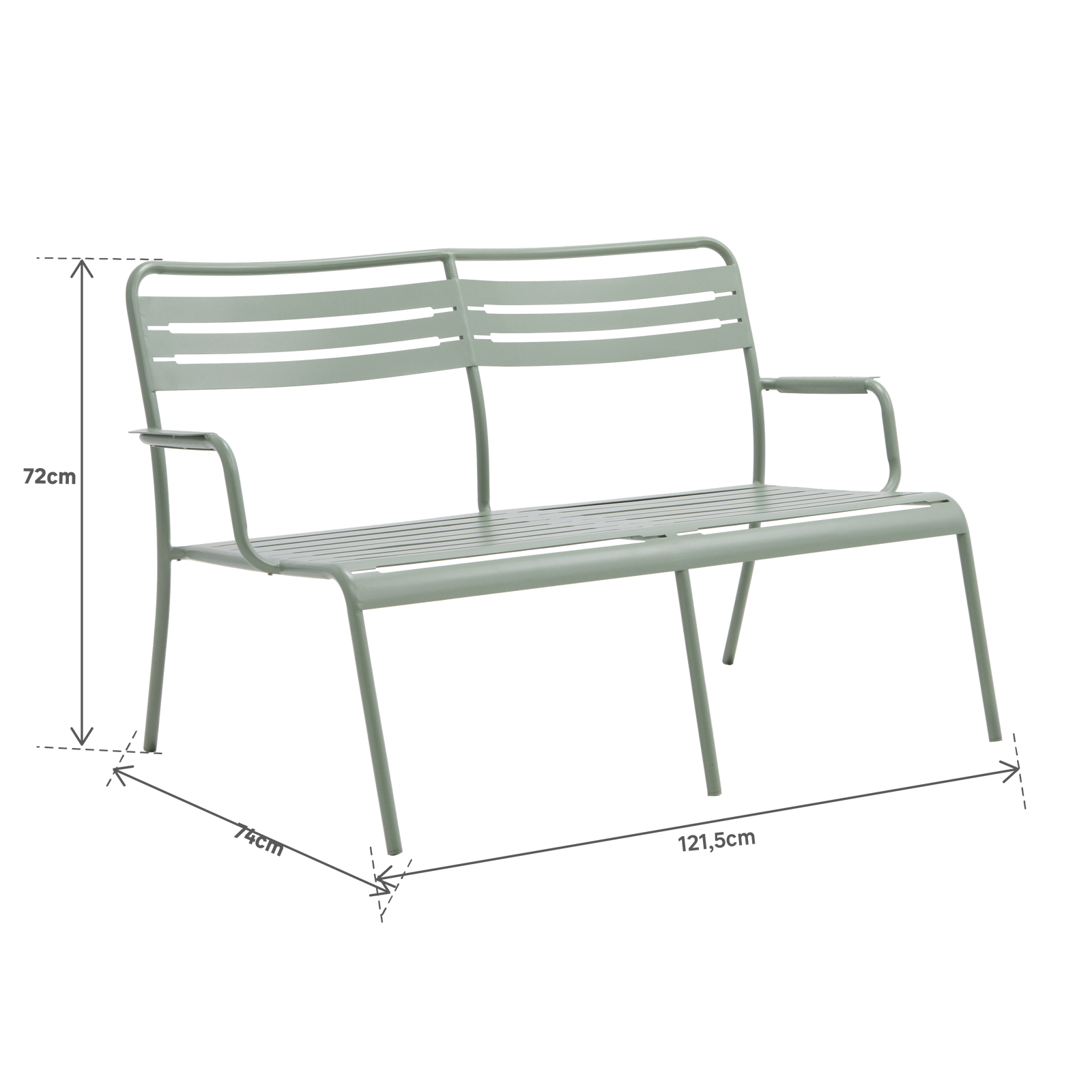 Banco de jardín NATERIAL Café II de acero verde para 2 personas