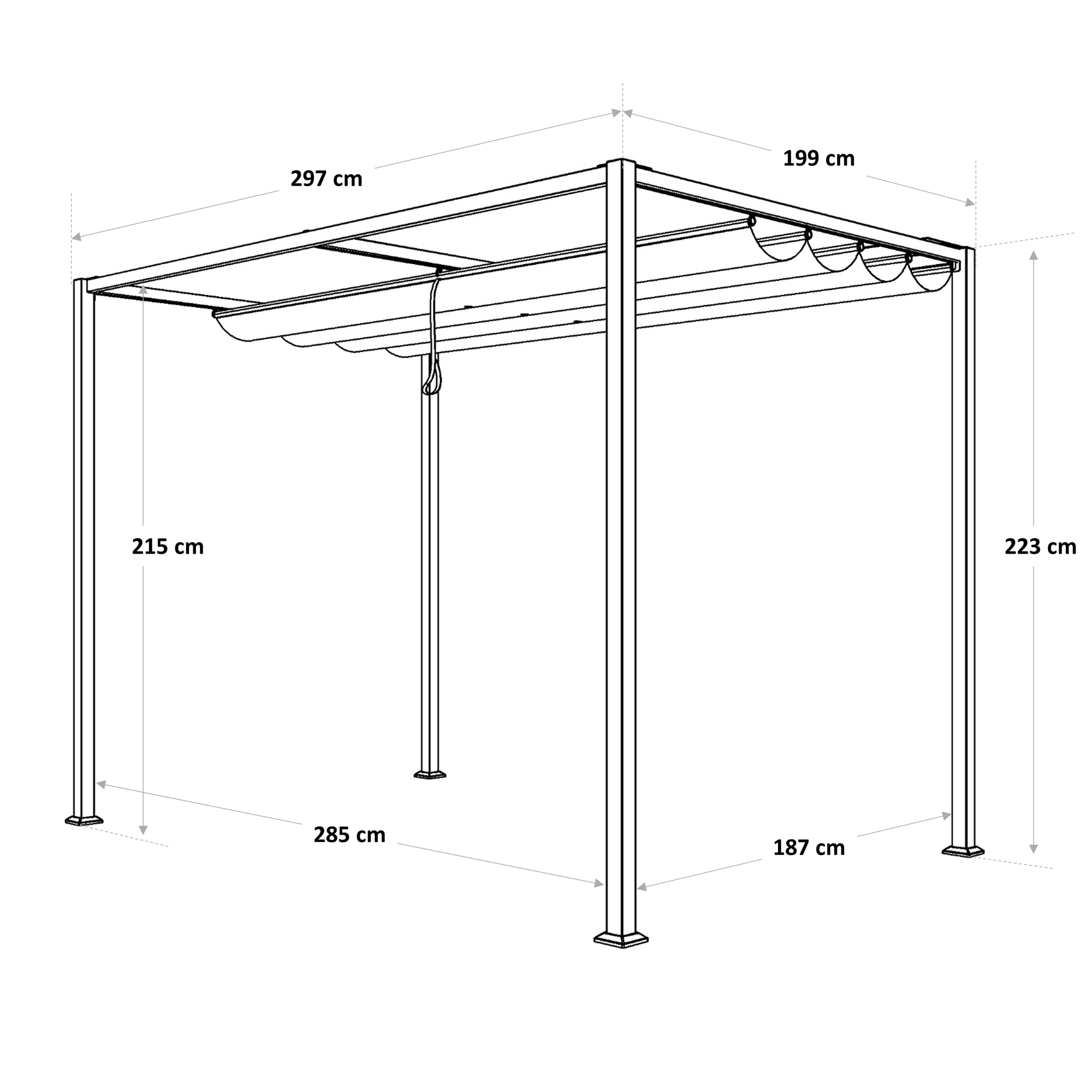 Pérgola de acero NATERIAL Horali gris 199x297 cm