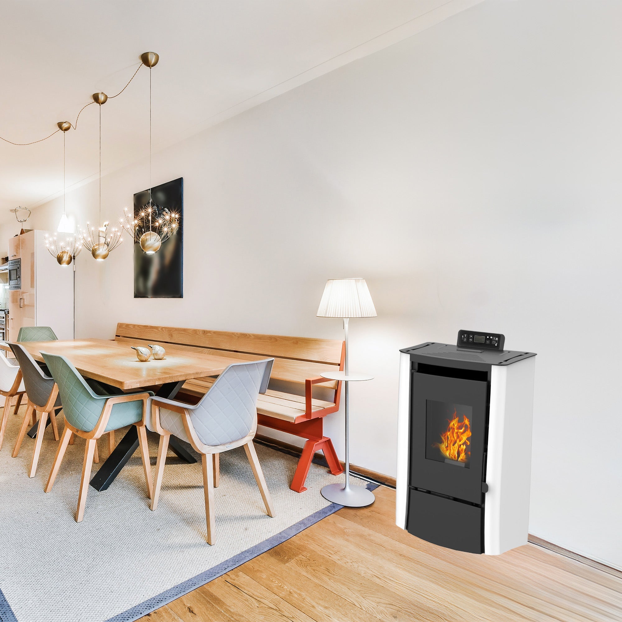 Estufa de pellets de aire Anita 7,6 kW Sannover Blanco