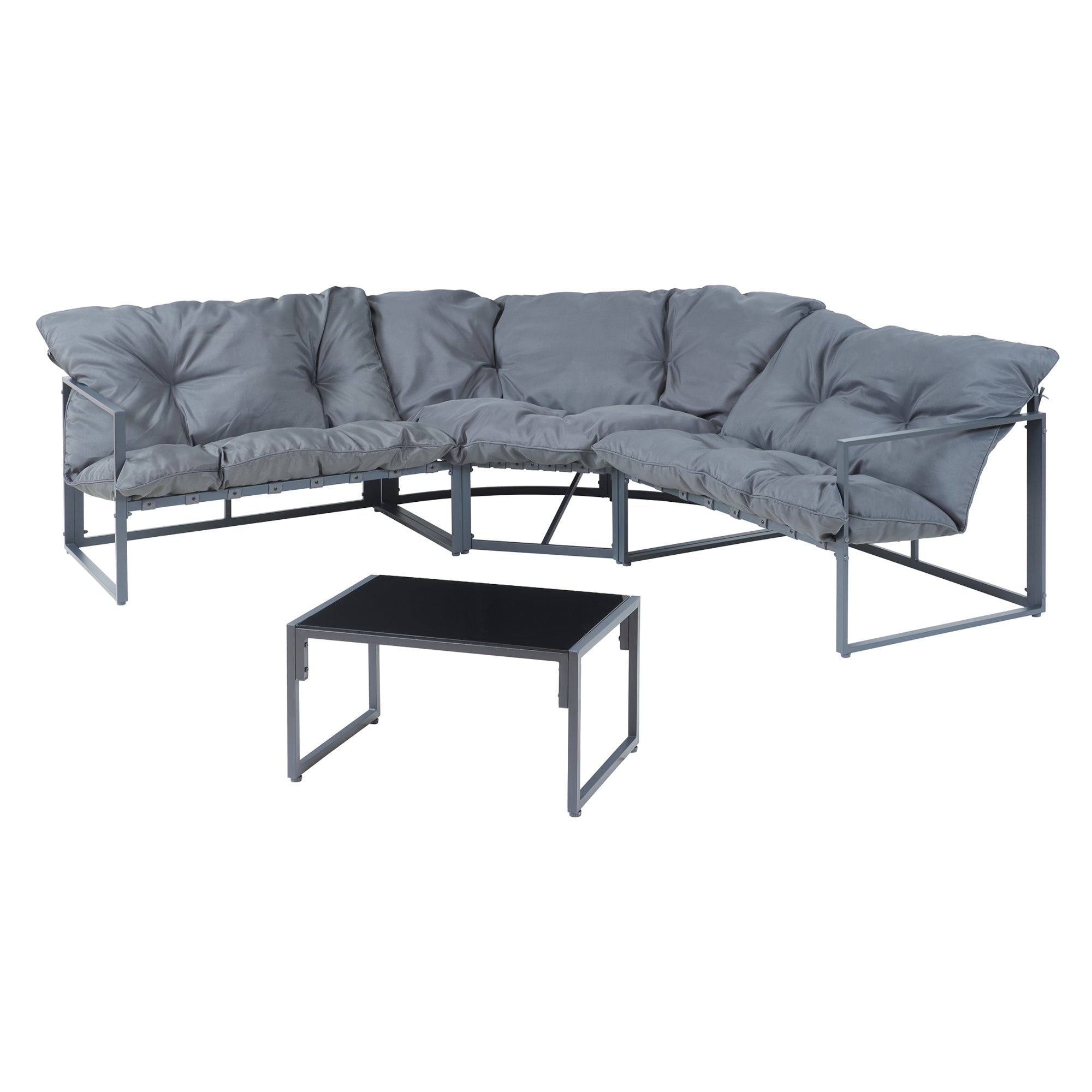 Conjunto de muebles de jardín Karg mesa y sofá modular - Gris oscuro [casa.pro]