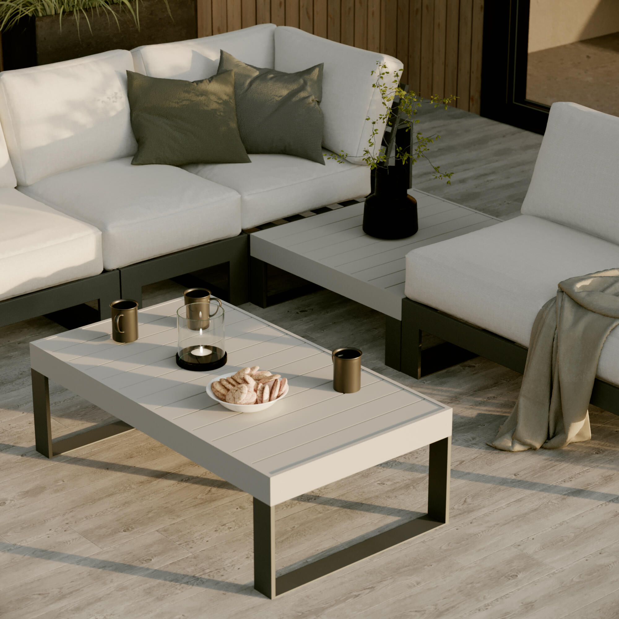 Set 2 sillones de jardín con cojín de aluminio NATERIAL Las Vegas gris