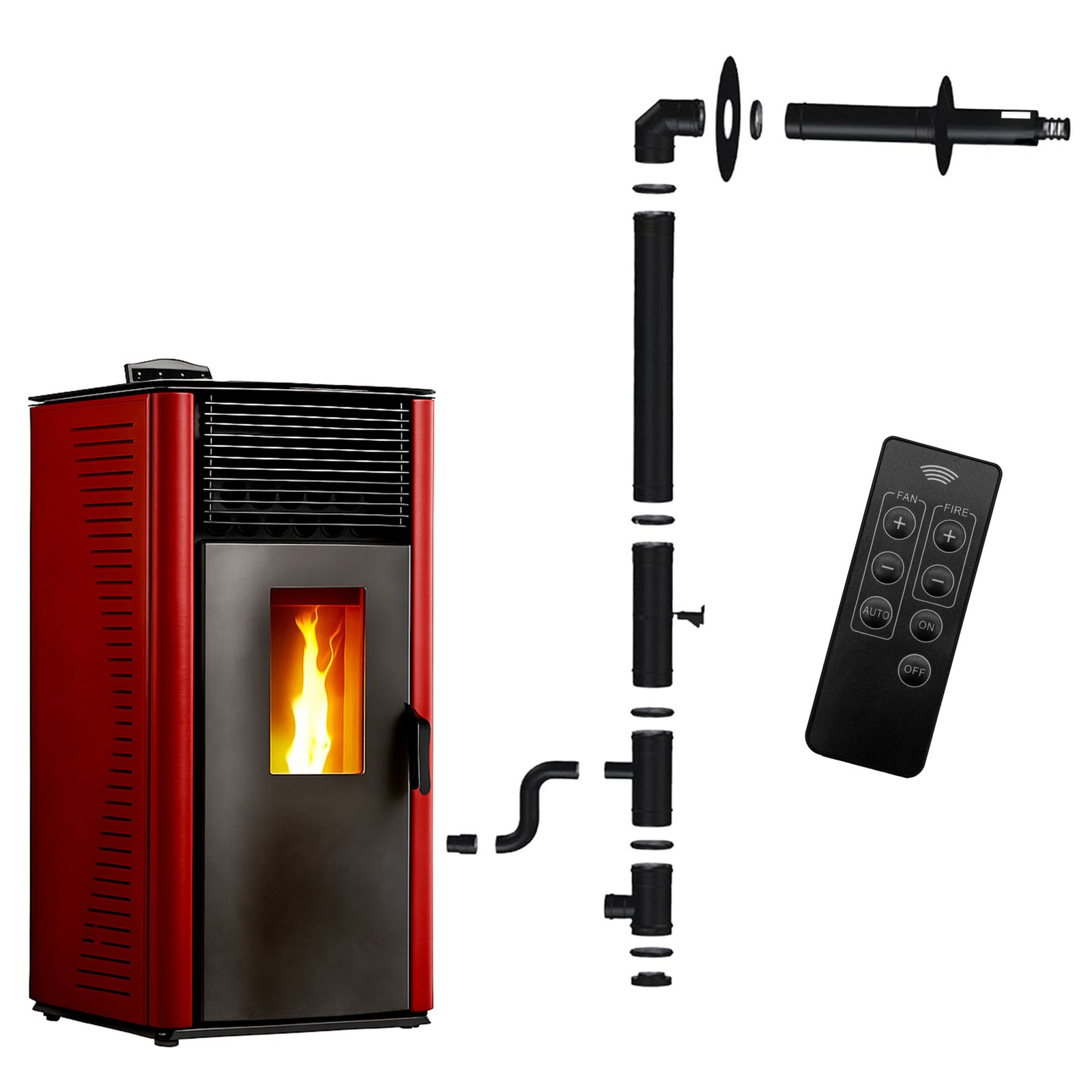 Estufa de pellets Anita 12 kW Burdeos Sannover + Kit de instalación completo