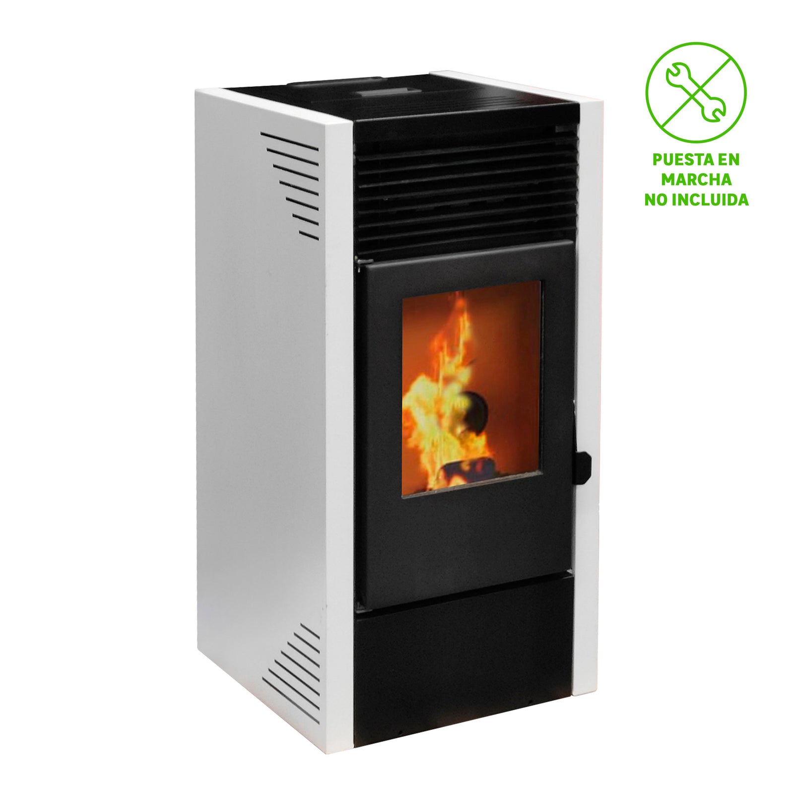 Estufa de pellet Diva de 9kW de potencia en color blanco