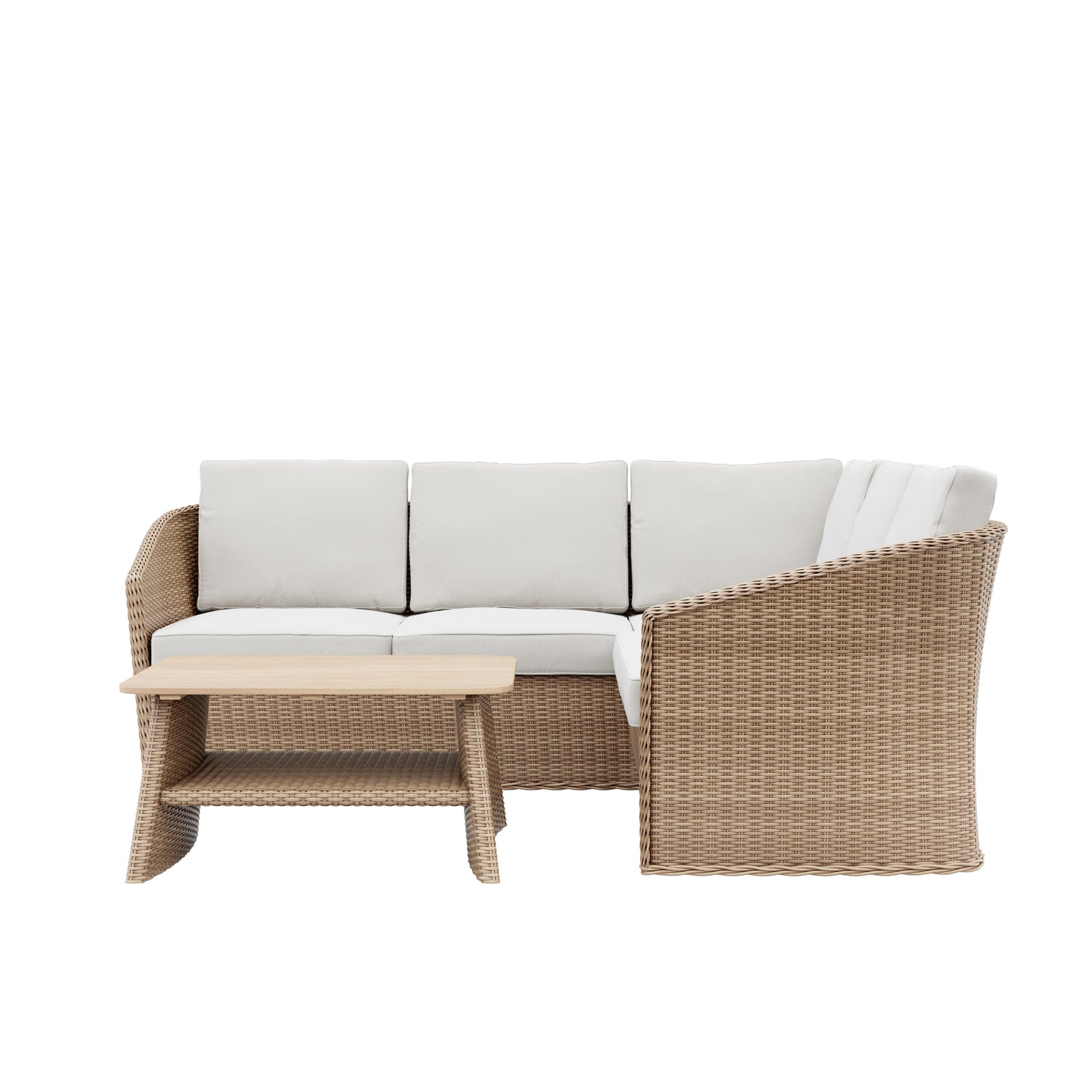 Sofá de jardín 2 plazas con cojín de ratán sintético Majuro