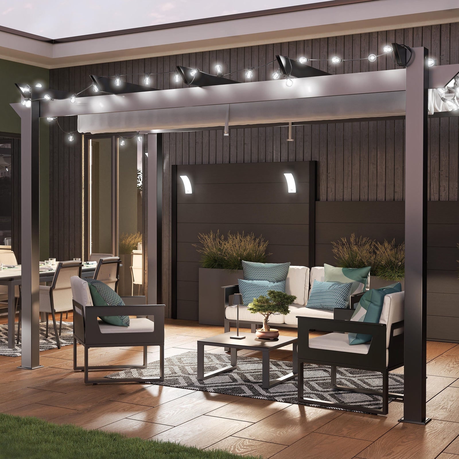 Pérgola de aluminio NATERIAL Omega antracita de 400x282 cm