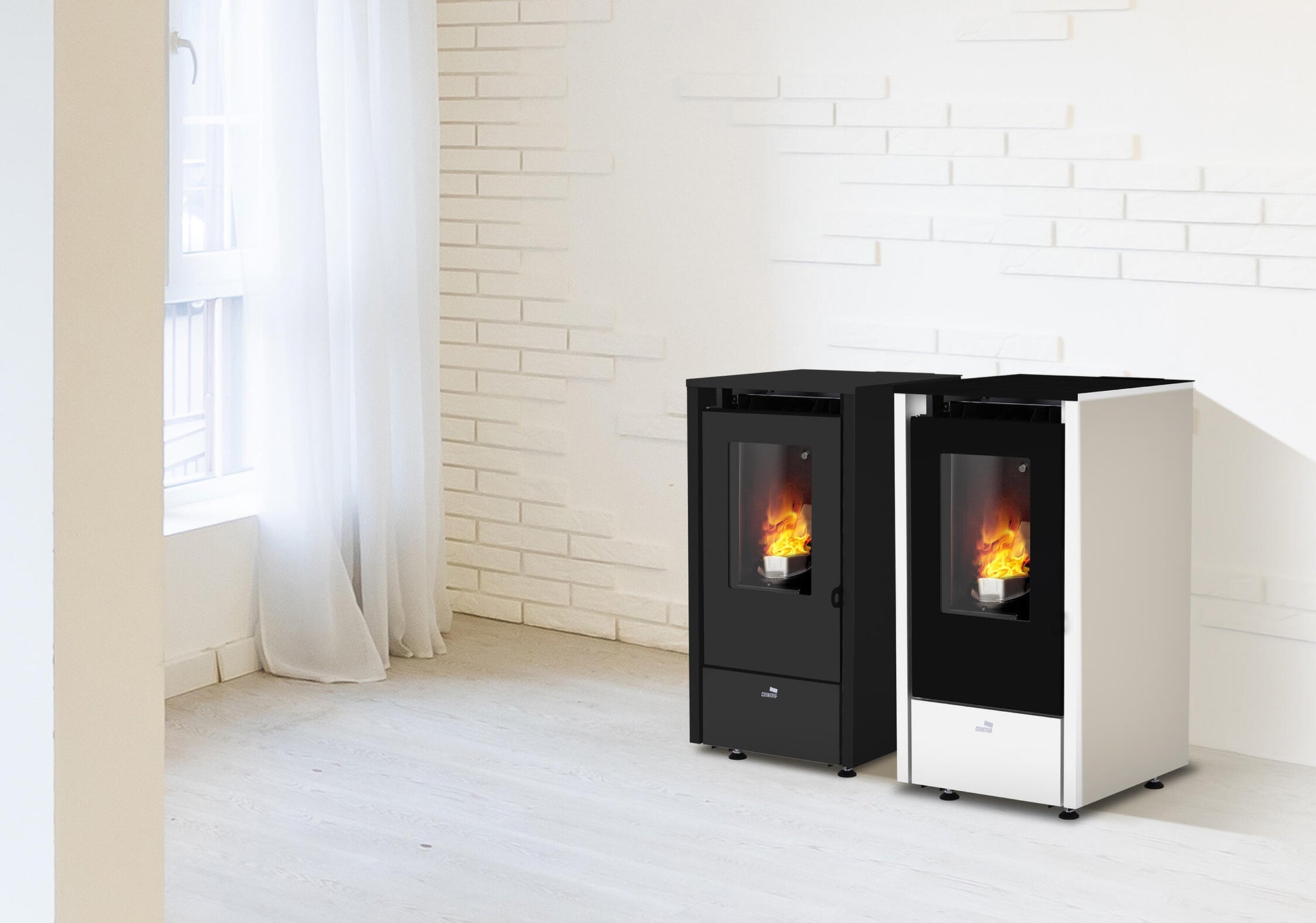 Estufa de pellet Eco Mensa de 6,4 kW en color blanco