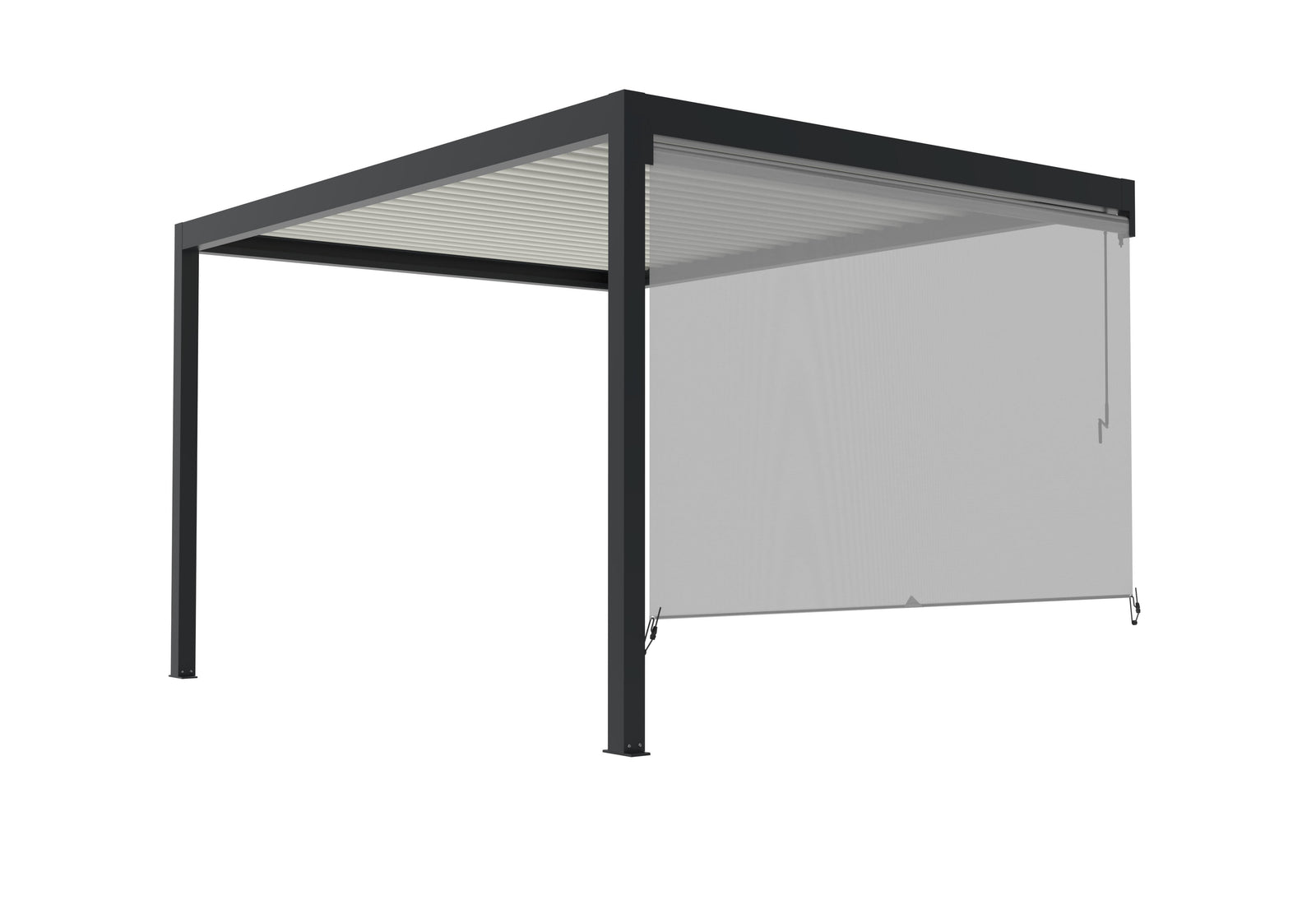 Toldo lateral pérgola Caleta mural de poliéster gris 298 x 298 cm
