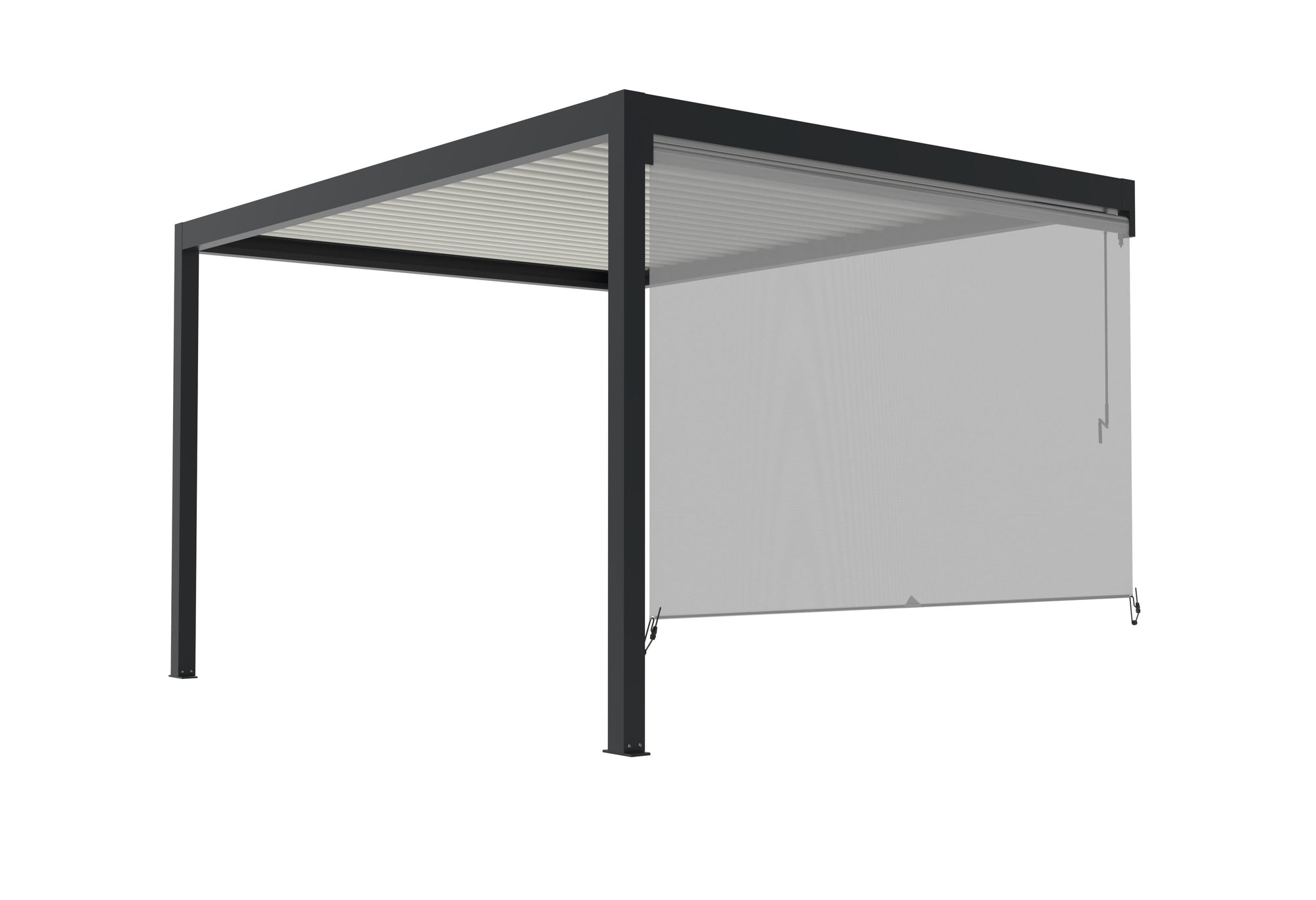 Toldo lateral pérgola Caleta mural de poliéster gris 298 x 298 cm