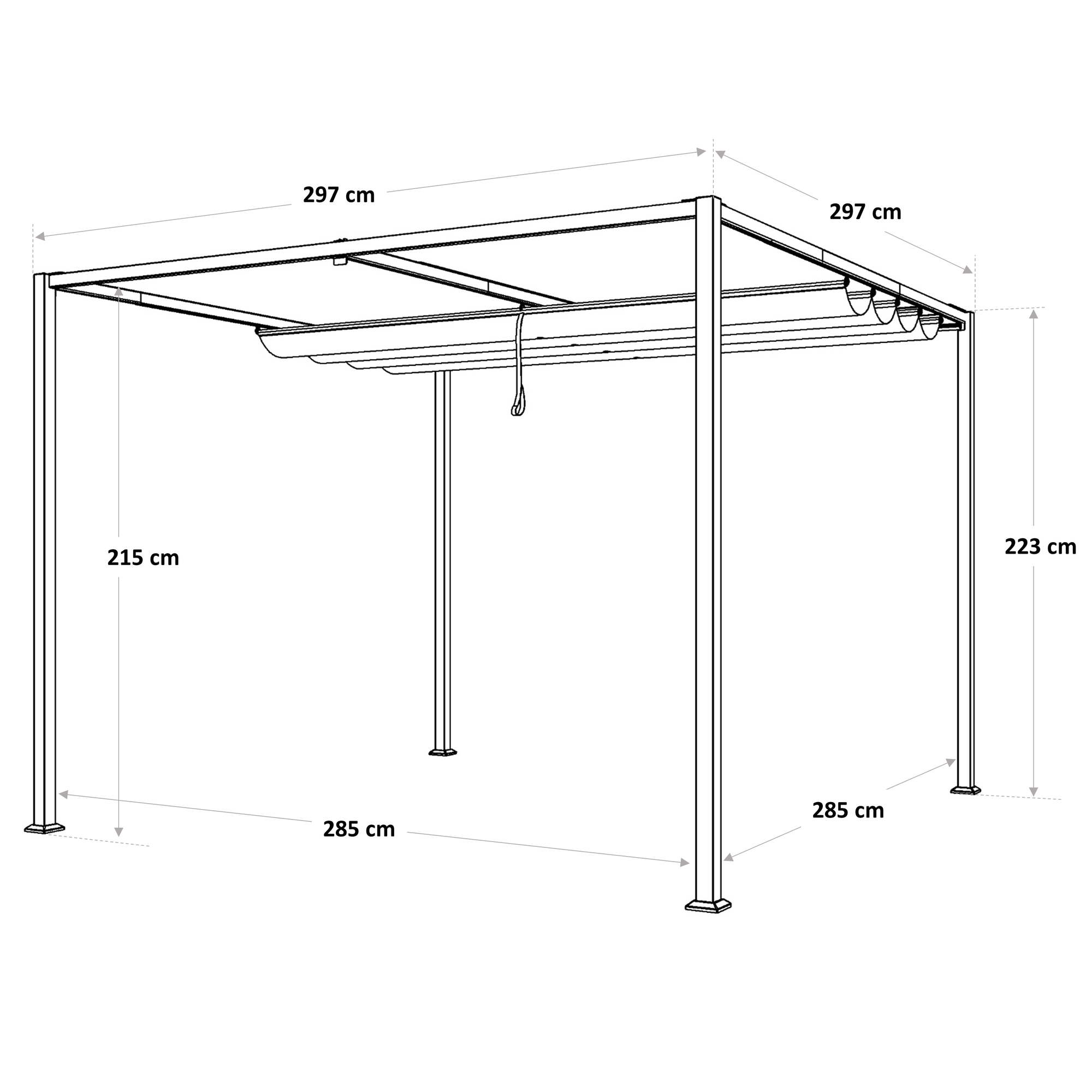 Pérgola de acero NATERIAL Horali gris 297x297 cm
