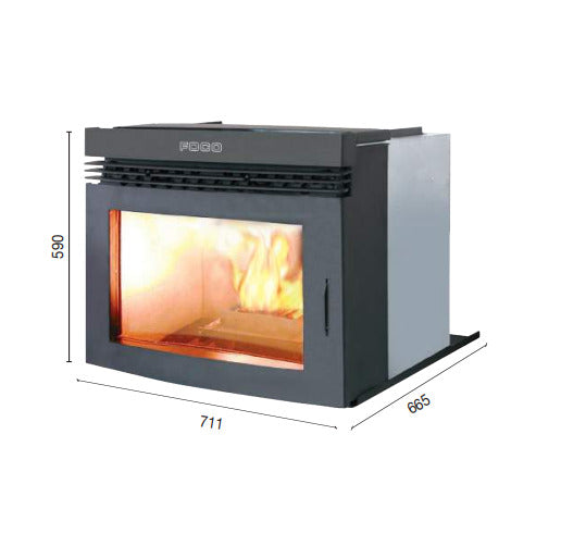 Estufa Insertable de Pellets 14,5 kW Calefacción Potente para Espacios Hasta 125m². Ideal para Renovar Chimeneas