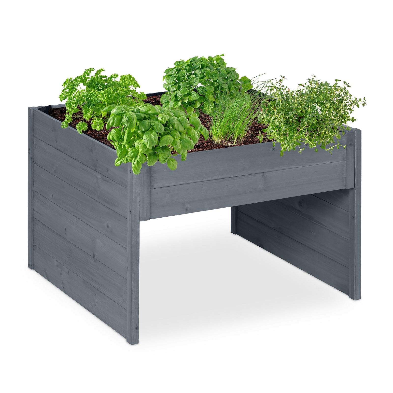 Relaxdays Garaje para Robot Cortacésped, Cubierta de Madera, 52,5 x 79 x 74 cm, Maceta, Cobertizo para Segadora, Gris