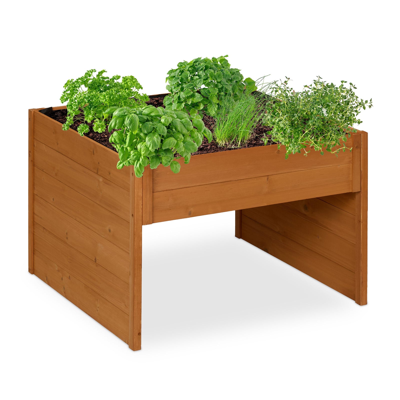 Relaxdays Garaje para Robot Cortacésped, Cubierta de Madera, 52,5 x 79 x 74 cm, Maceta, Cobertizo para Segadora, Naranja