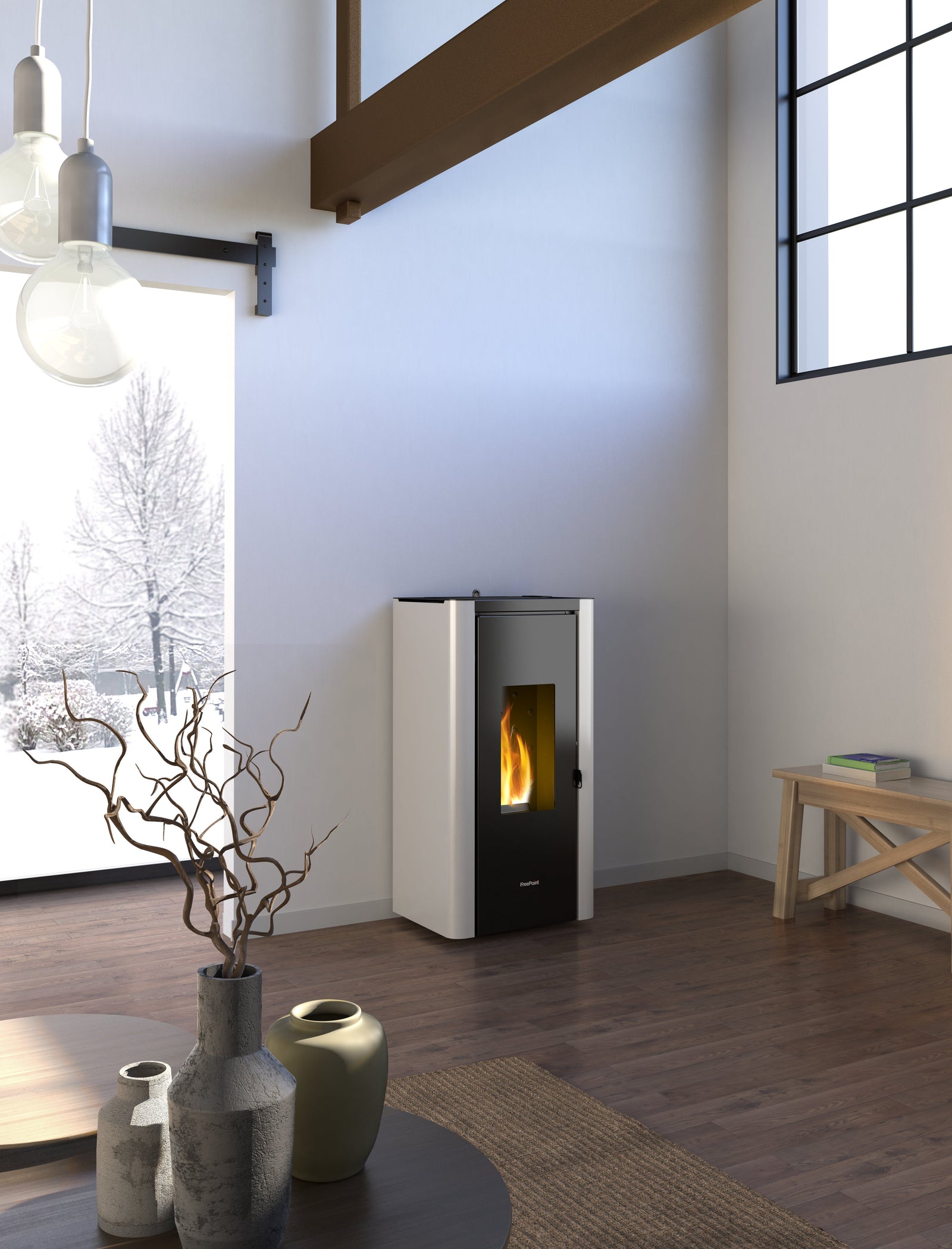Estufa de pellet FREEPOINT Indigo 7 kW Blanca