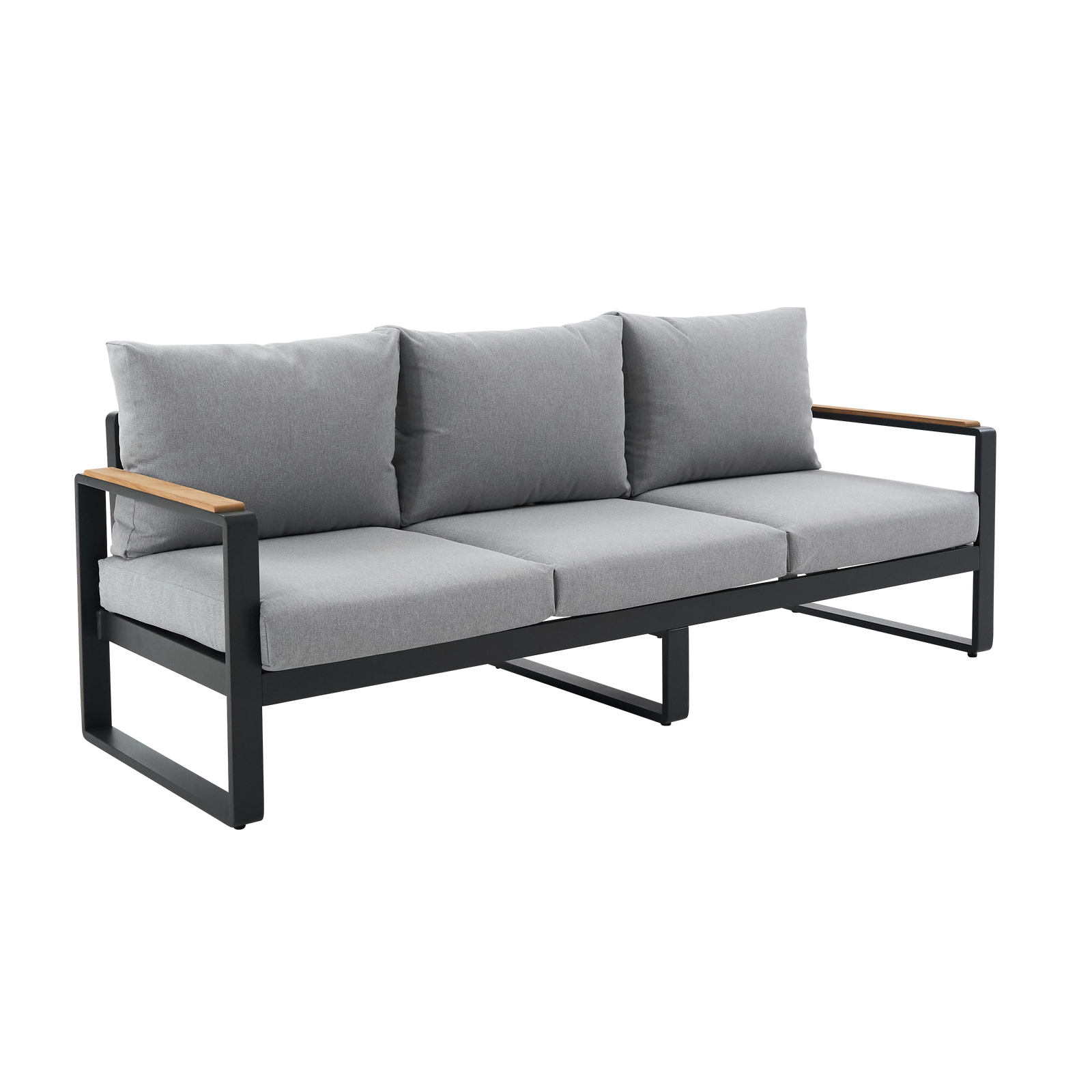 Sofá de jardín con cojín de jardín de aluminio Persea gris