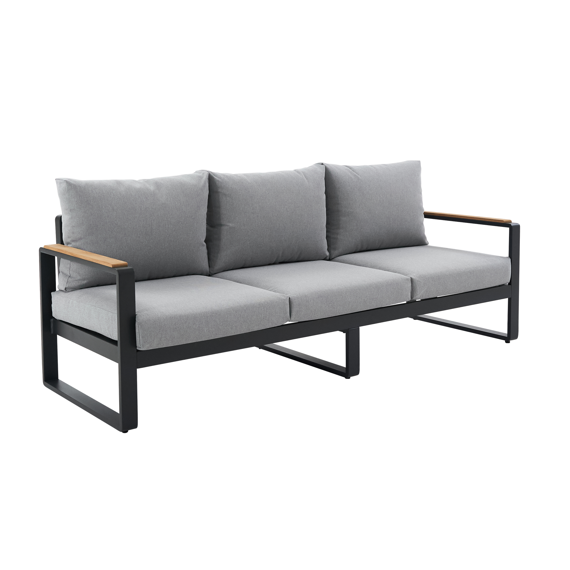 Sofá de jardín con cojín de jardín de aluminio Persea gris