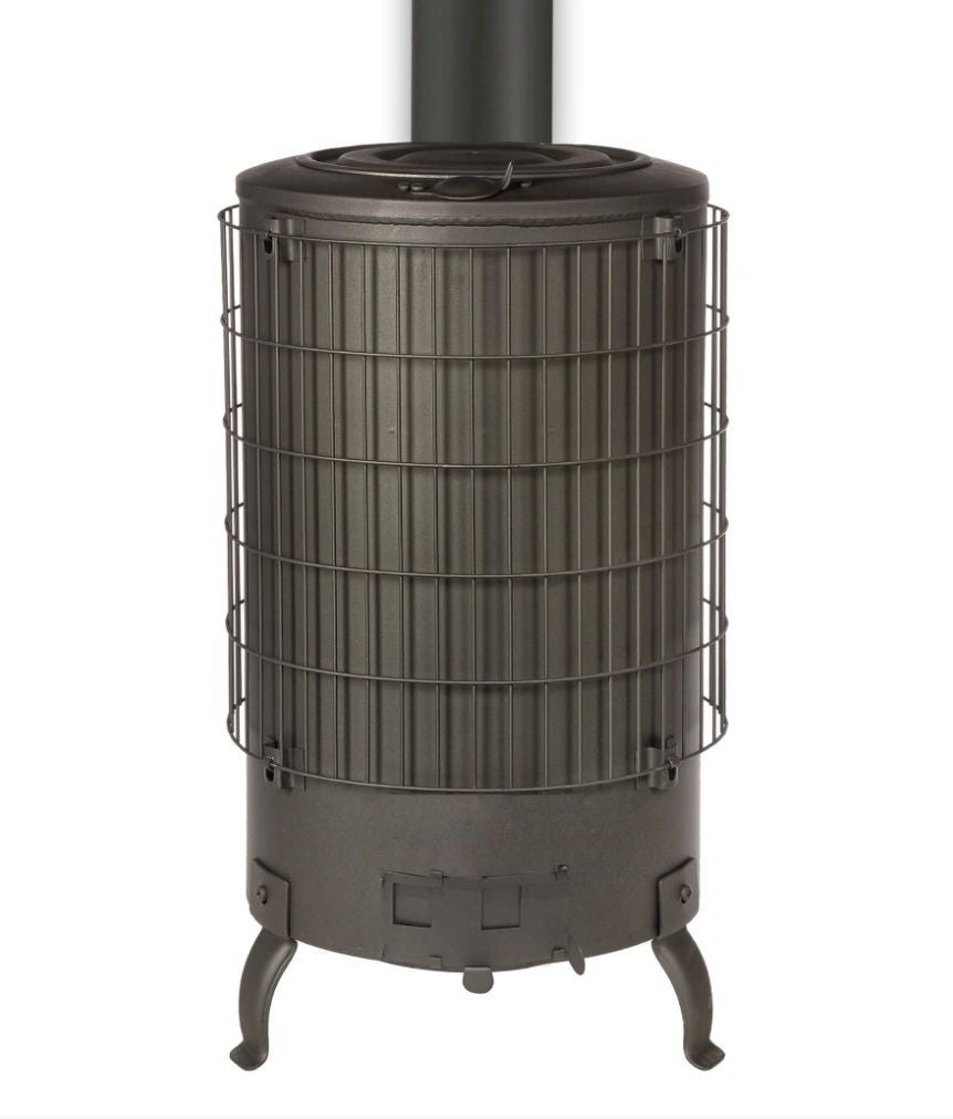 THECA ESTUFA LEÑA CHAPA NEGRA L4 ECONOMICA SALIDA 120 mm.