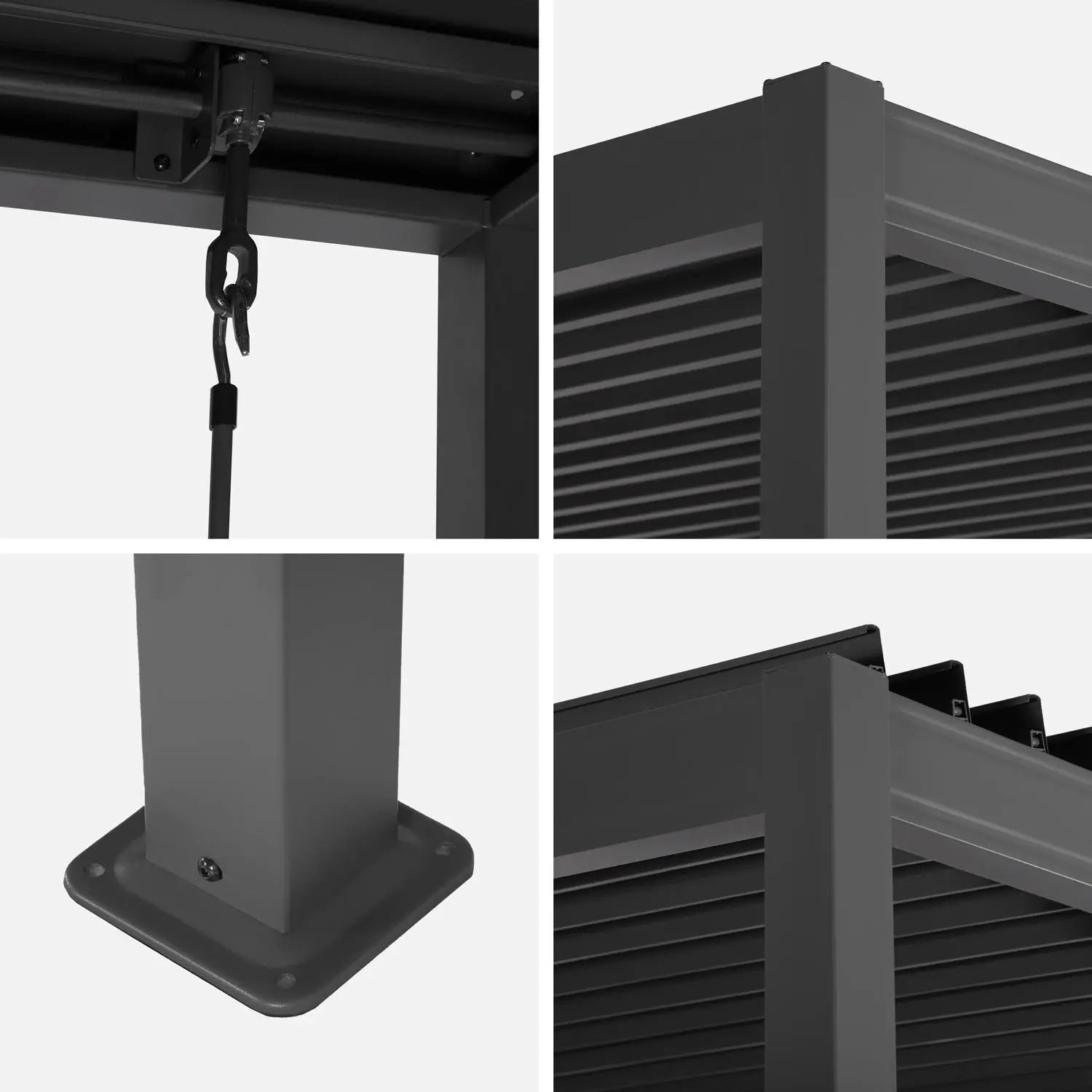 Pérgola bioclimática 3x3m de aluminio y acero con lamas orientables