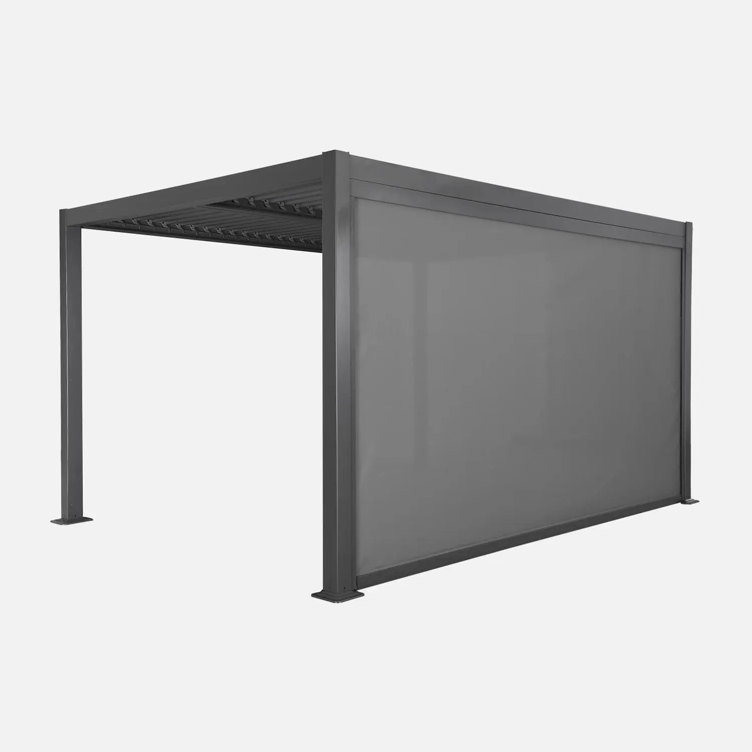 Pérgola bioclimática 3x4m de aluminio y acero + toldo 4m