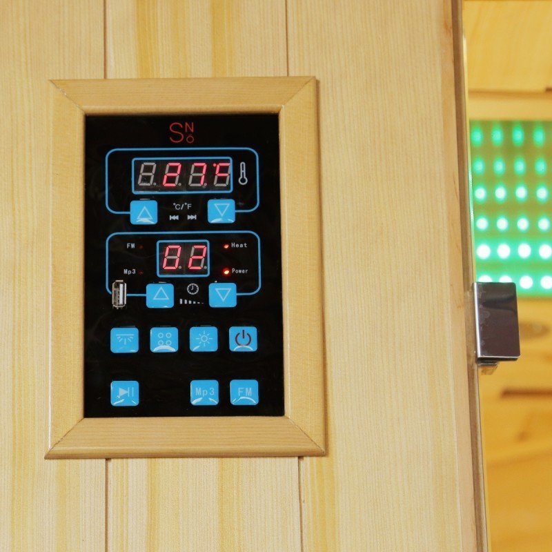 Sauna de infrarrojos con calentadores de carbono y espectro completo Vertical Black 2450W 3 asientos – SNÖ